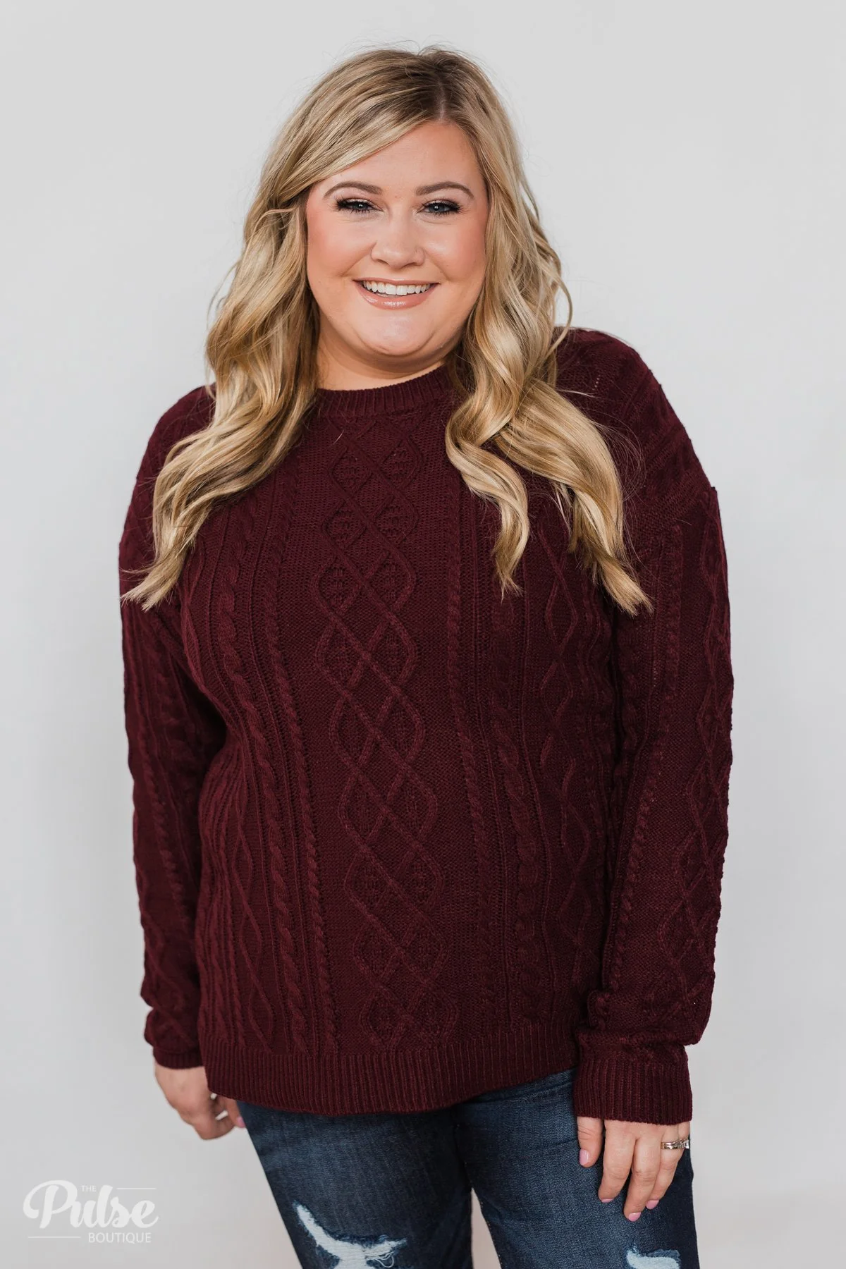 You Belong to Me Knit Sweater- Deep Burgundy - Image 8