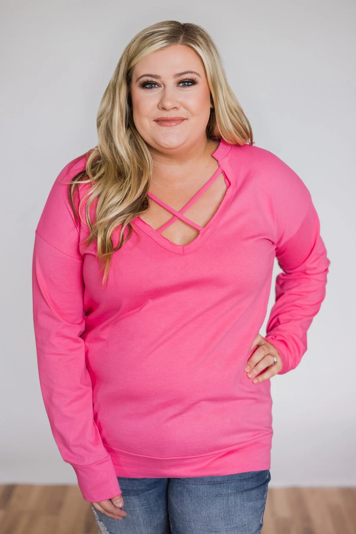 Color Pop Sweatshirt- Bright Pink - Image 5