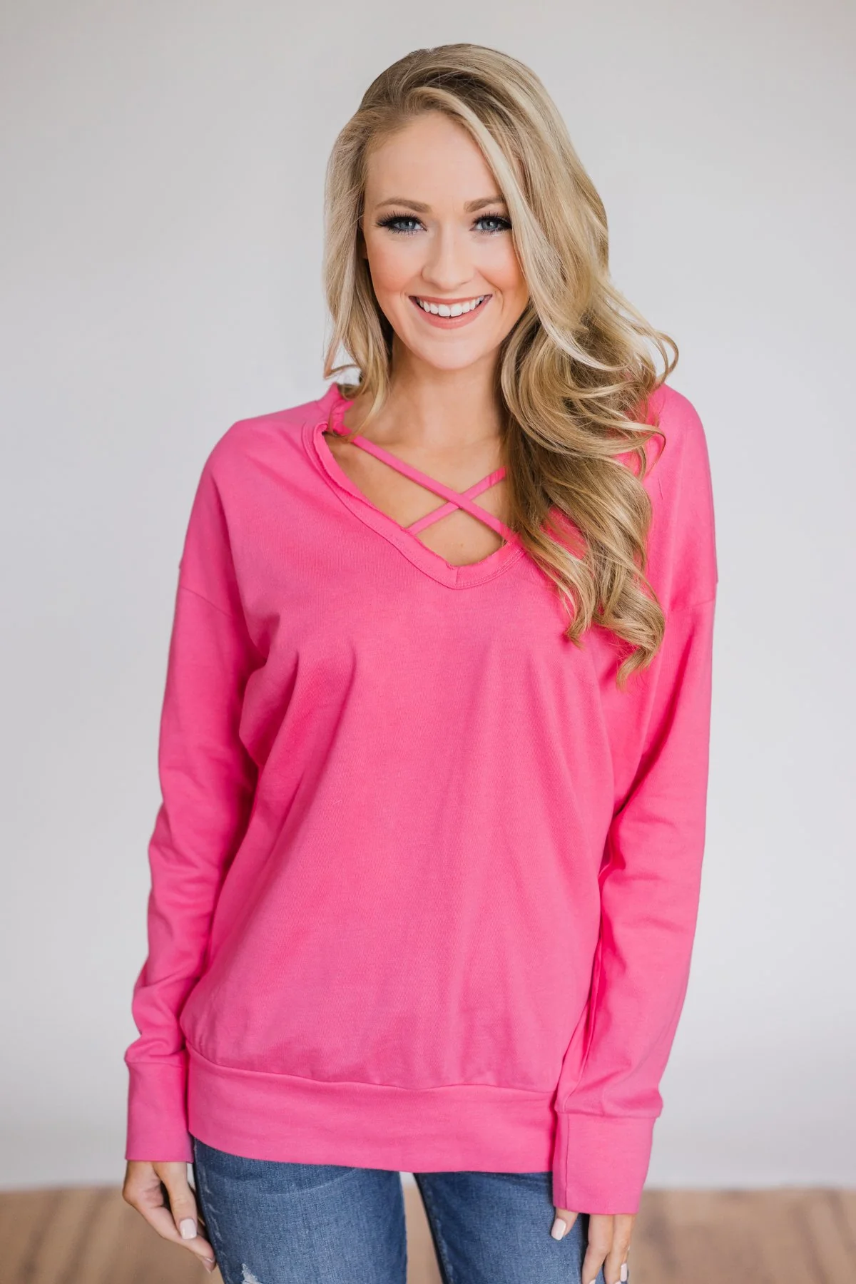Color Pop Sweatshirt- Bright Pink - Image 7