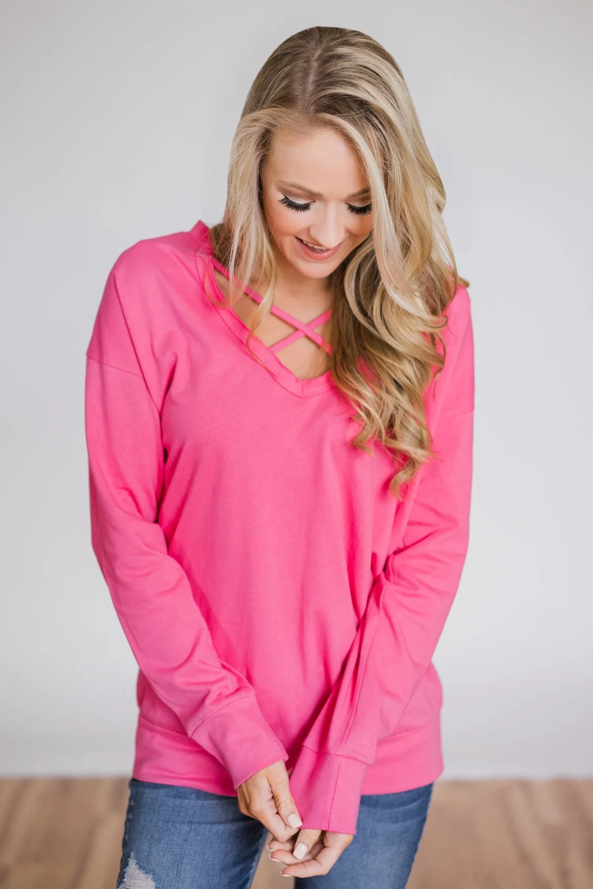 Color Pop Sweatshirt- Bright Pink - Image 8