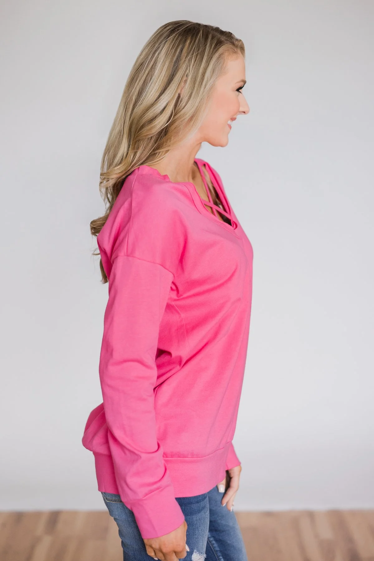 Color Pop Sweatshirt- Bright Pink - Image 9