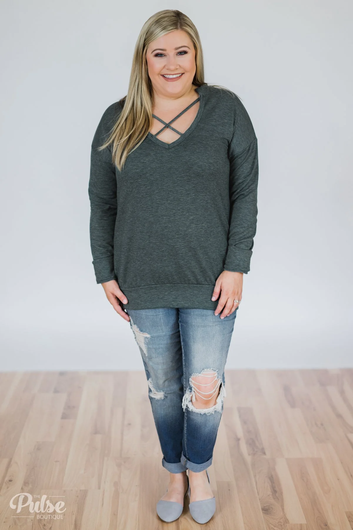 You Crossed My Path Sweatshirt- Deep Teal - Image 4