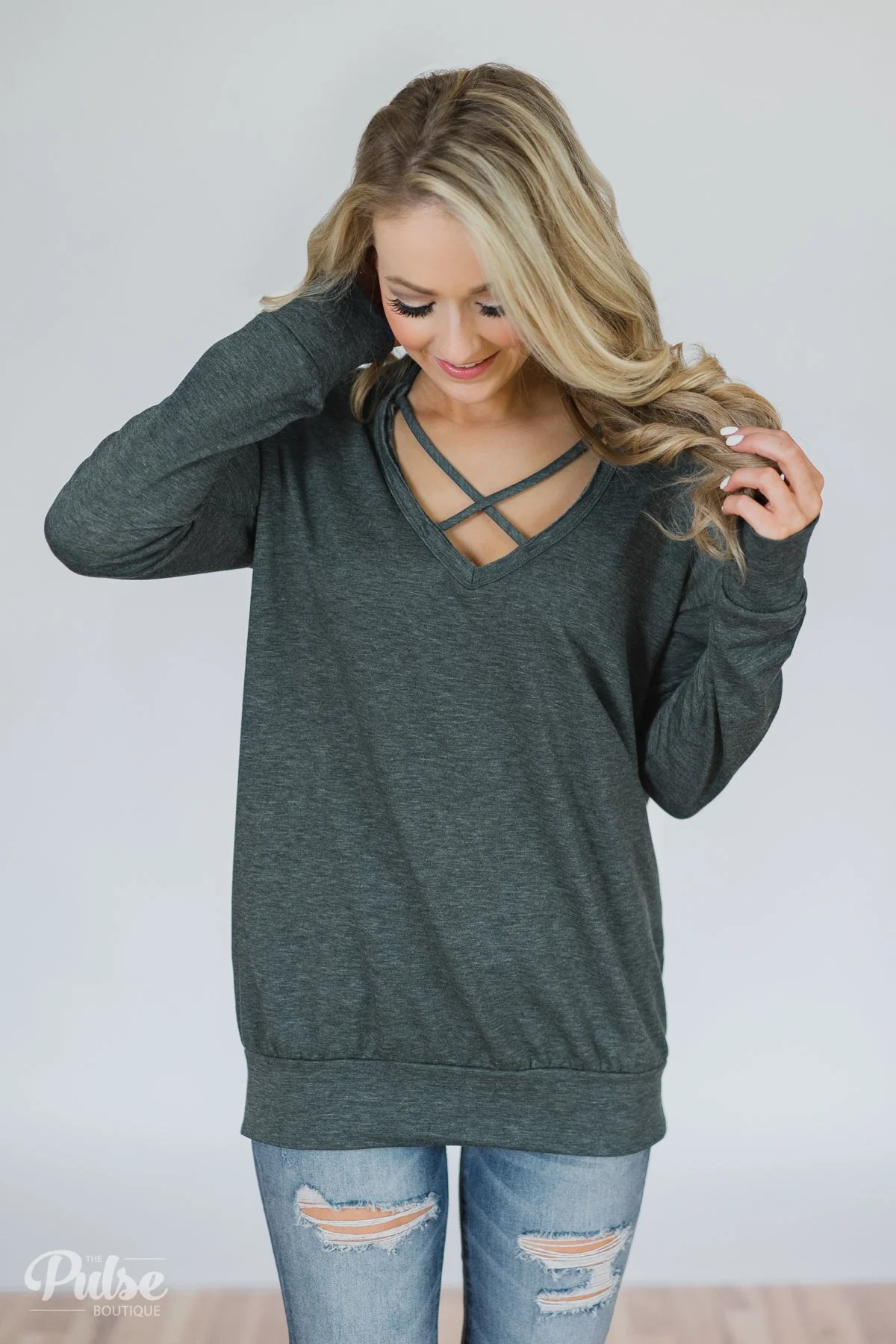 You Crossed My Path Sweatshirt- Deep Teal - Image 9