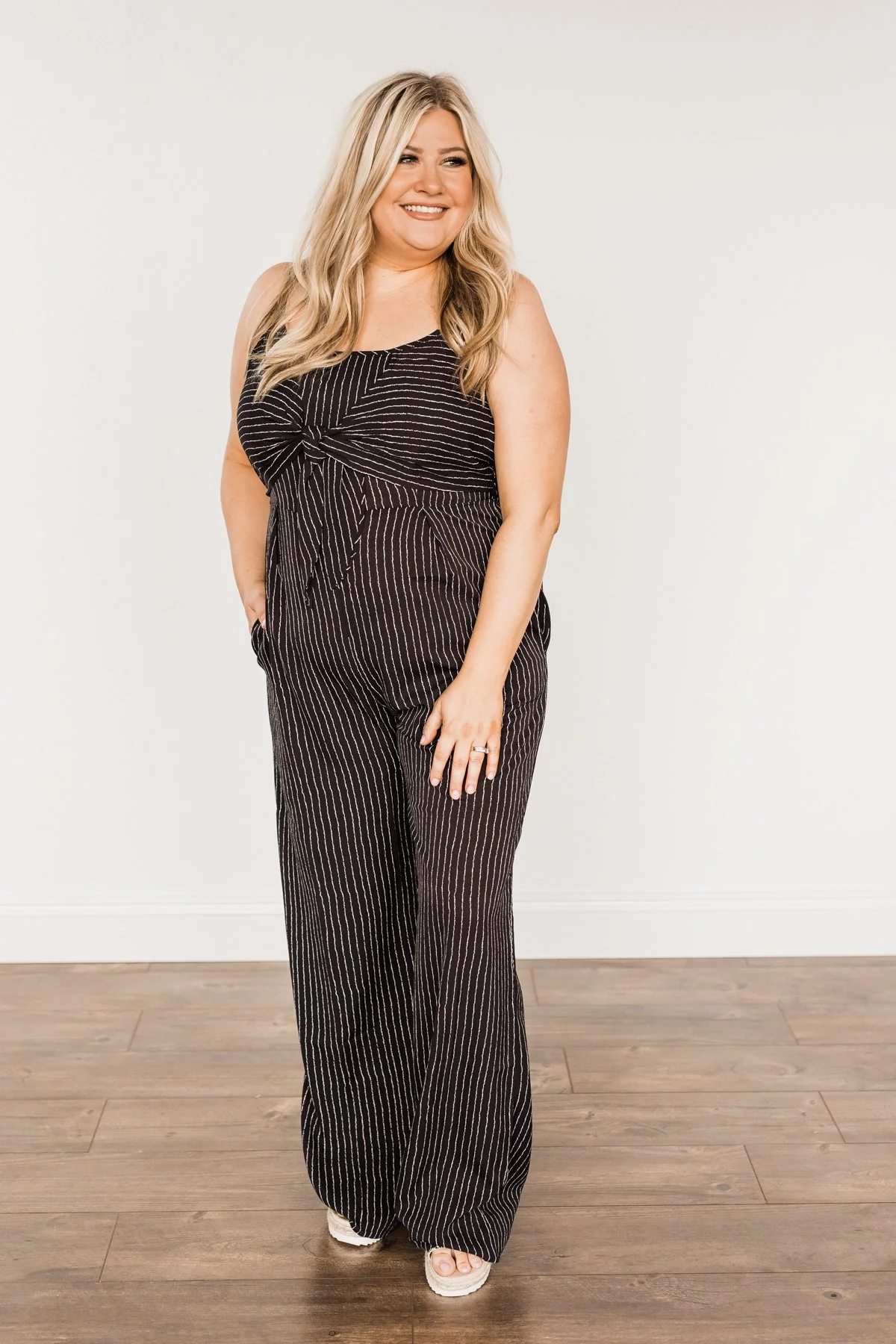You Found Me Striped Jumpsuit- Black - Image 3