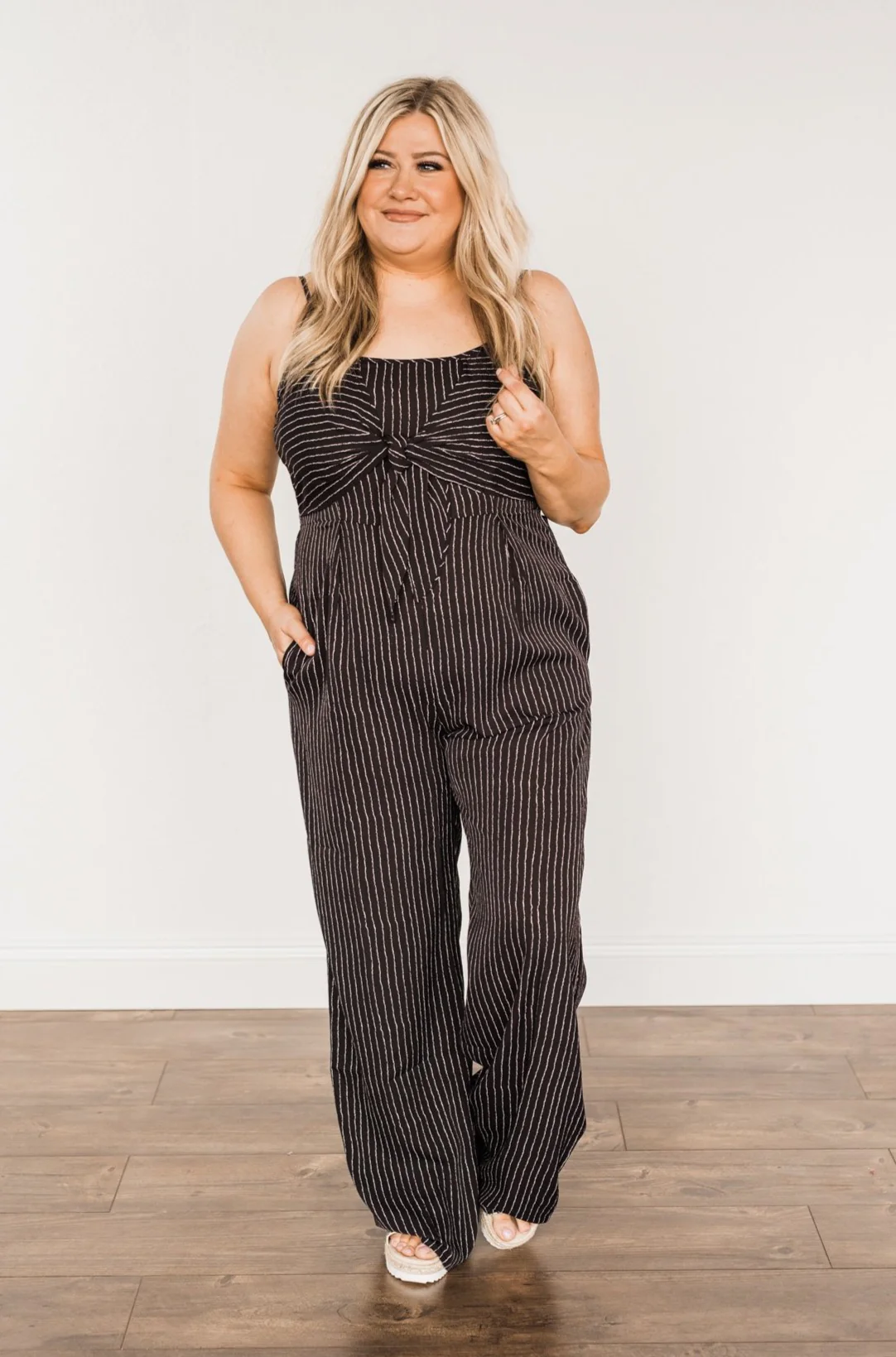 You Found Me Striped Jumpsuit- Black - Image 5