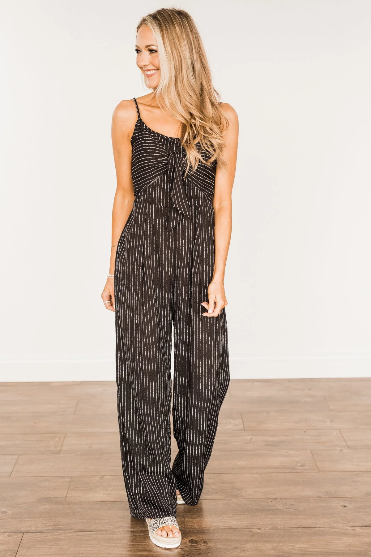 You Found Me Striped Jumpsuit- Black - Image 6