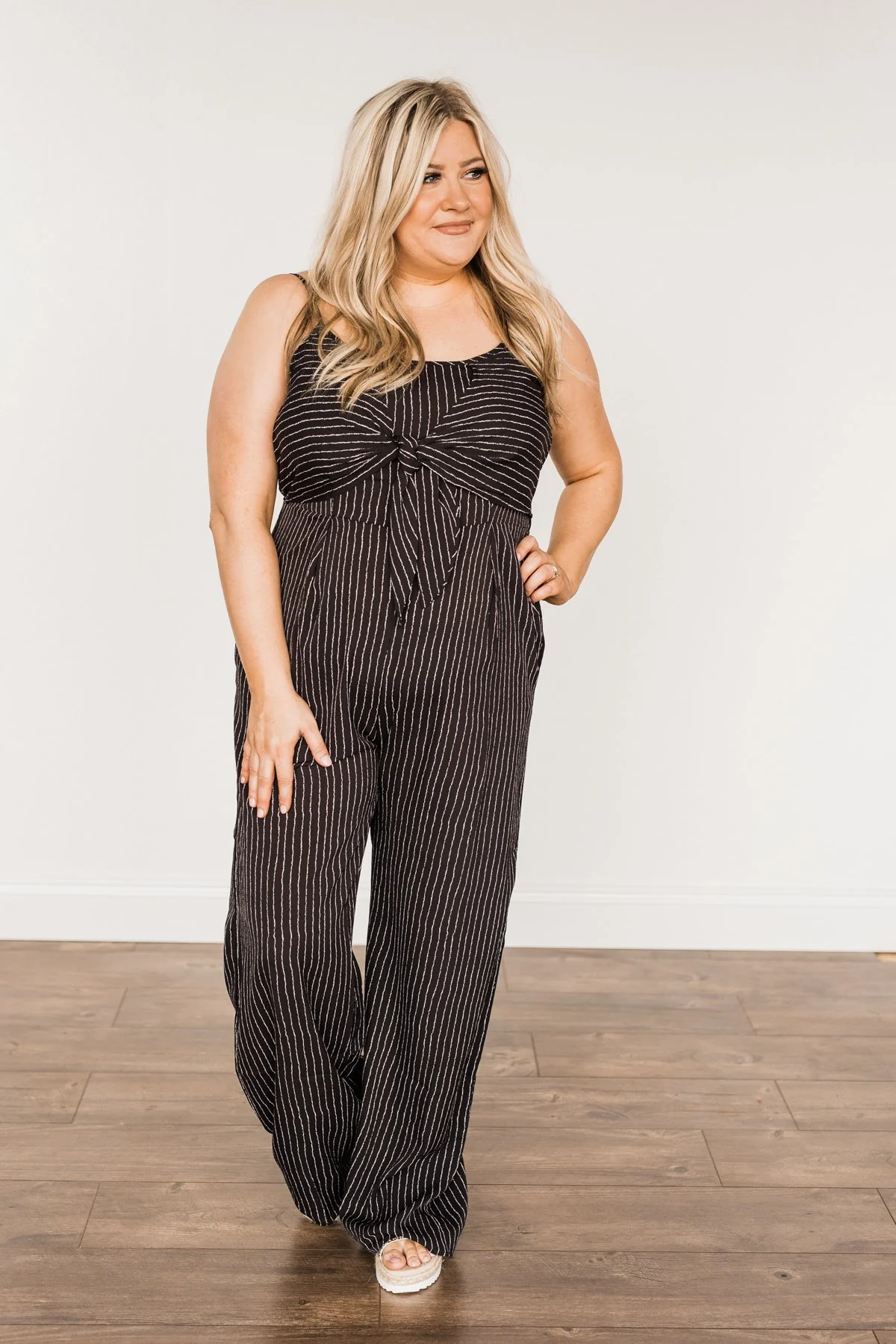 You Found Me Striped Jumpsuit- Black - Image 7