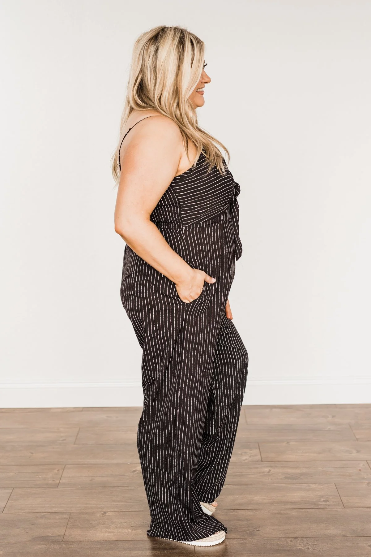 You Found Me Striped Jumpsuit- Black - Image 8