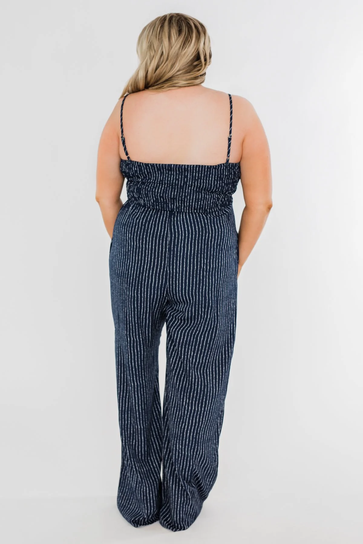 You Found Me Striped Jumpsuit- Navy - Image 10
