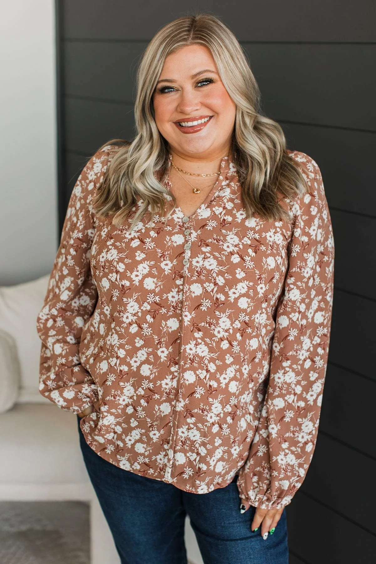 You Know Me Floral Blouse- Clay - Image 2