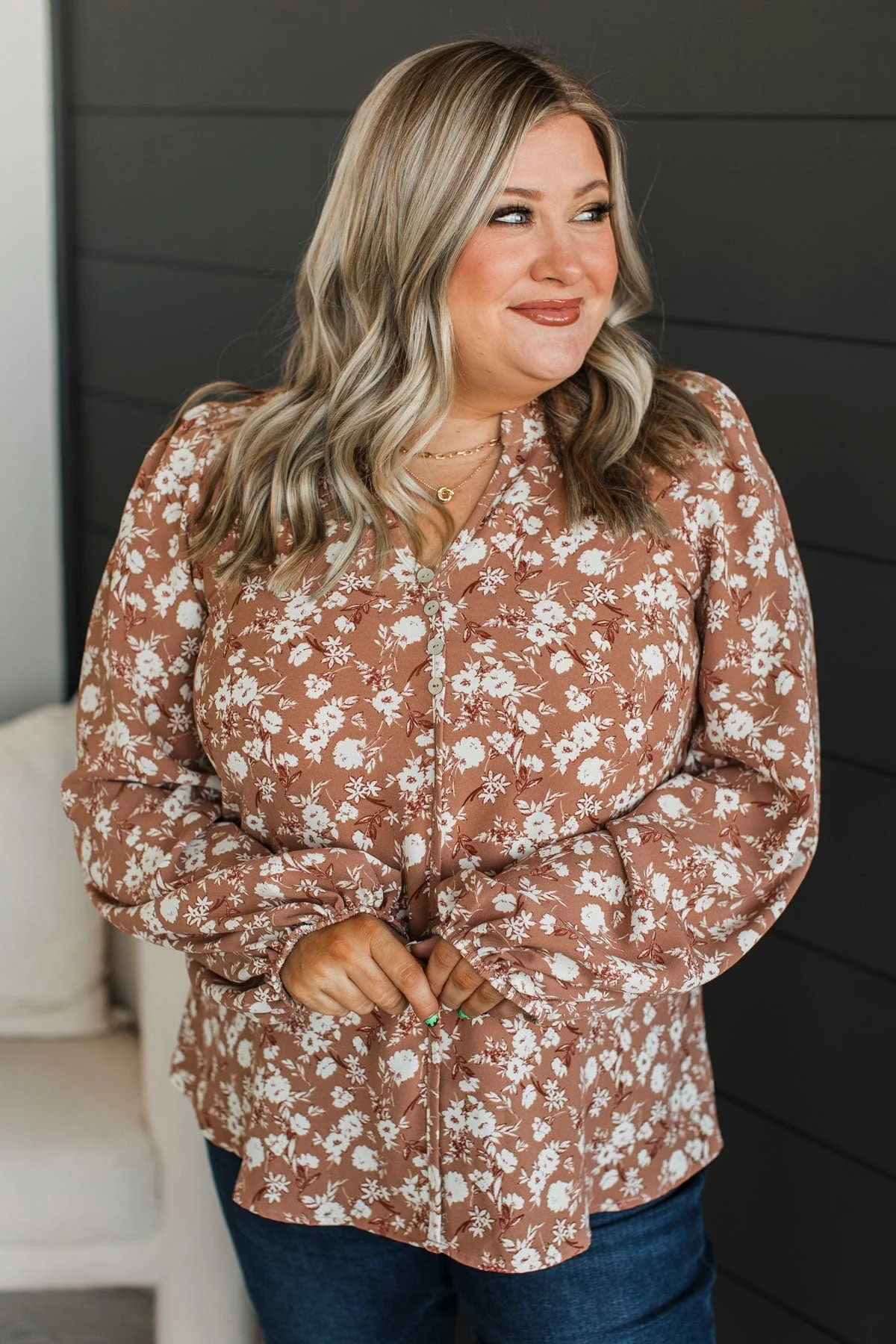 You Know Me Floral Blouse- Clay - Image 4