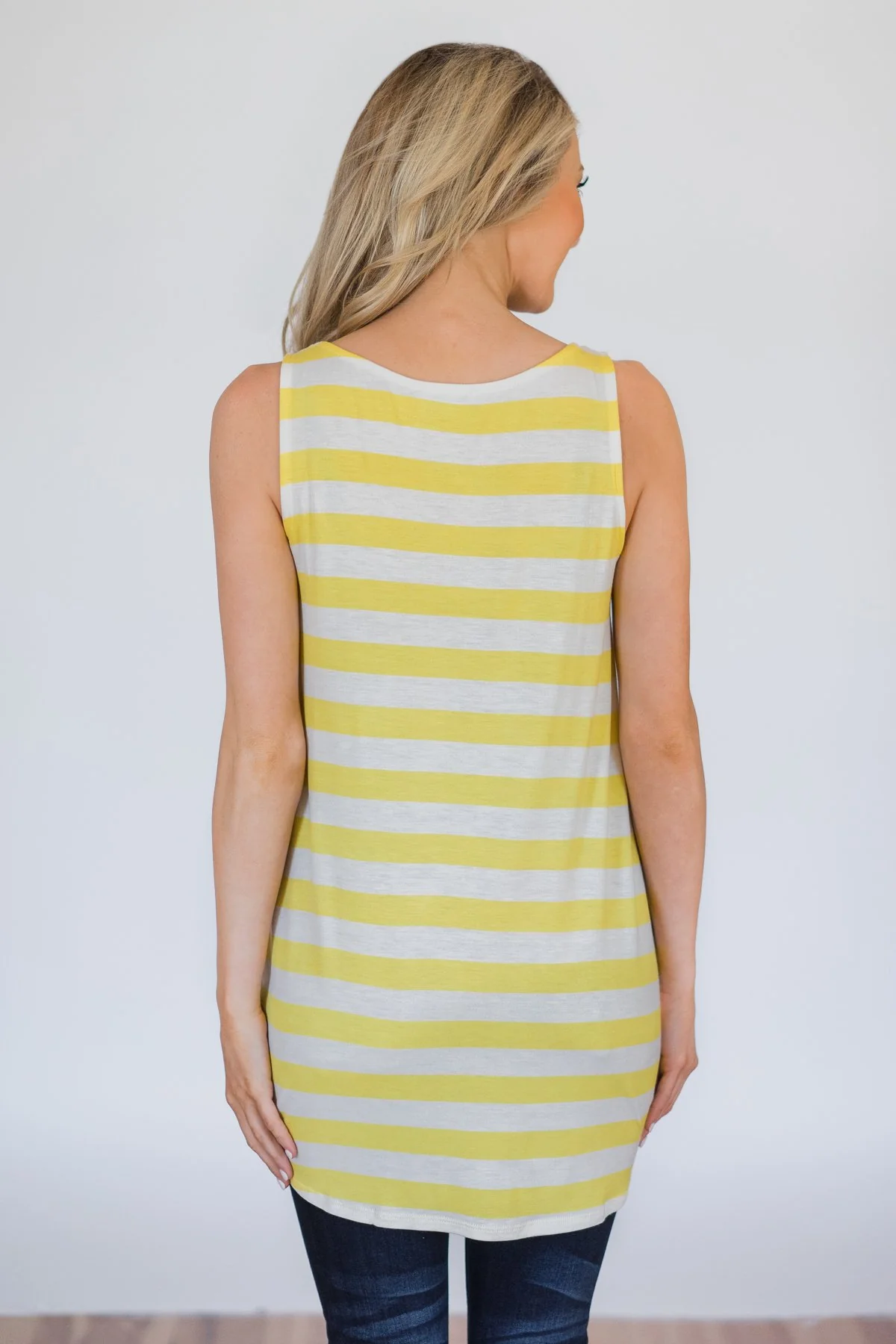 You Make Me Happy Striped Tunic Tank Top- Yellow - Image 7
