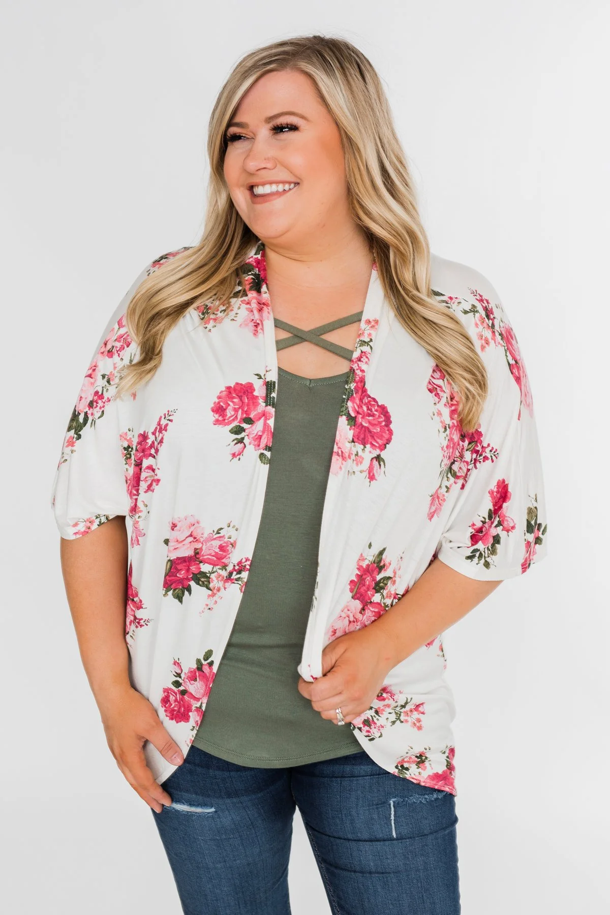 You Make Me Speechless Floral Kimono- Ivory - Image 11
