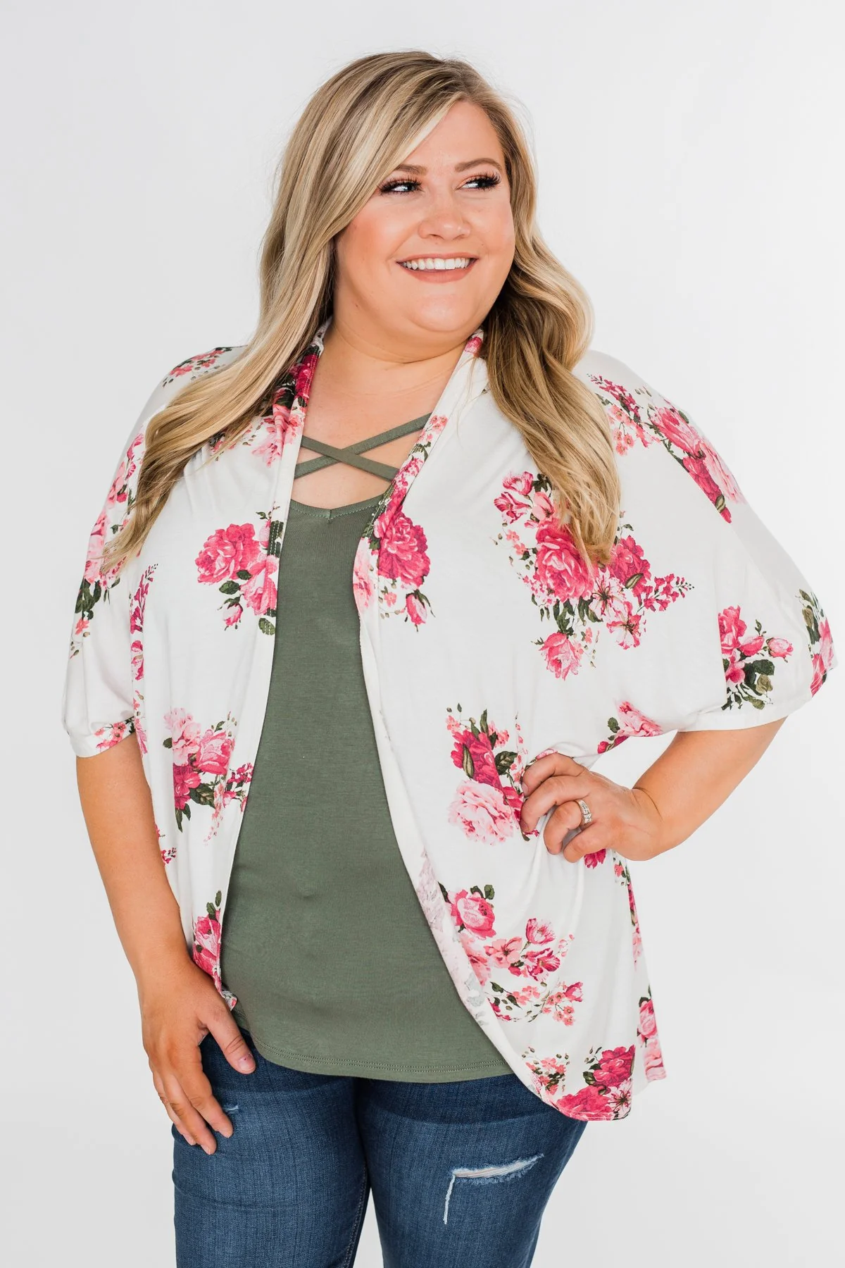 You Make Me Speechless Floral Kimono- Ivory - Image 2