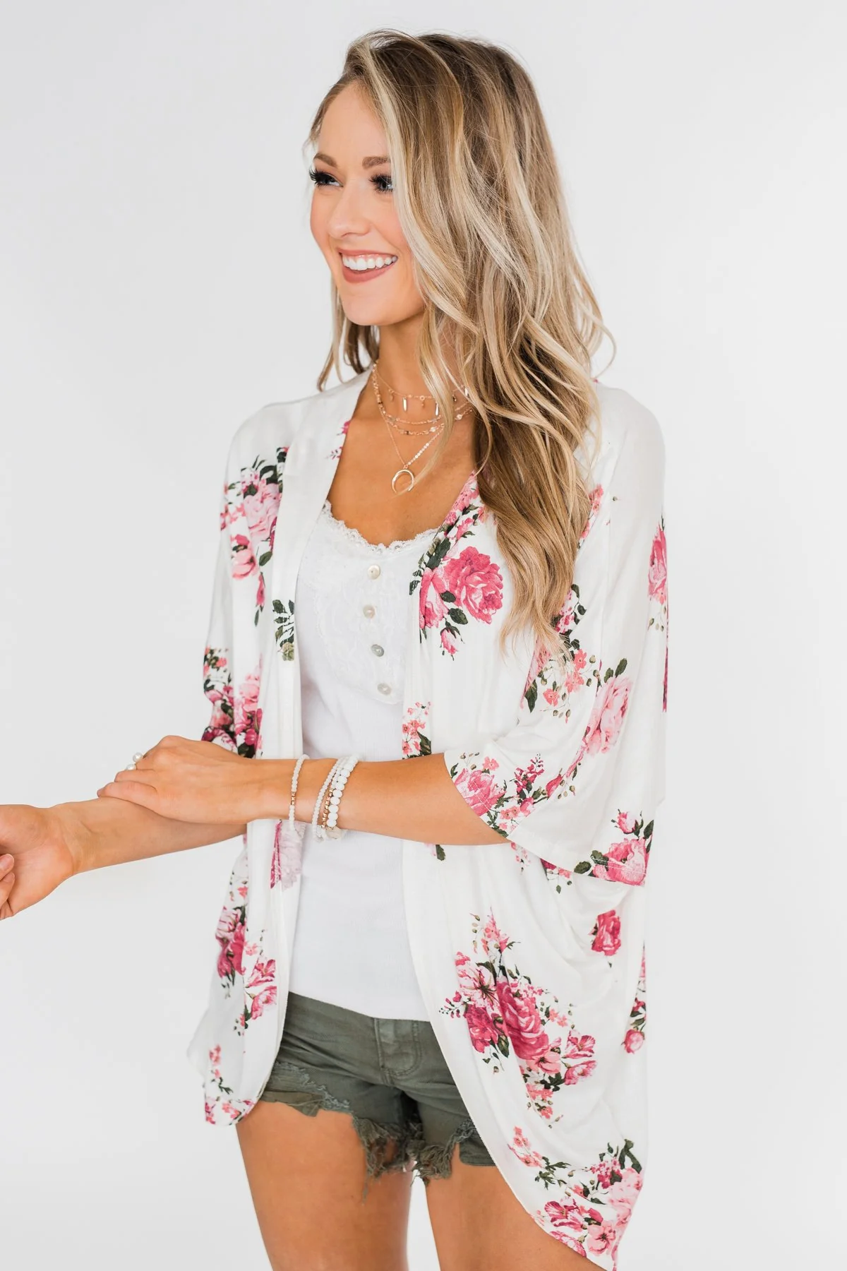 You Make Me Speechless Floral Kimono- Ivory - Image 4