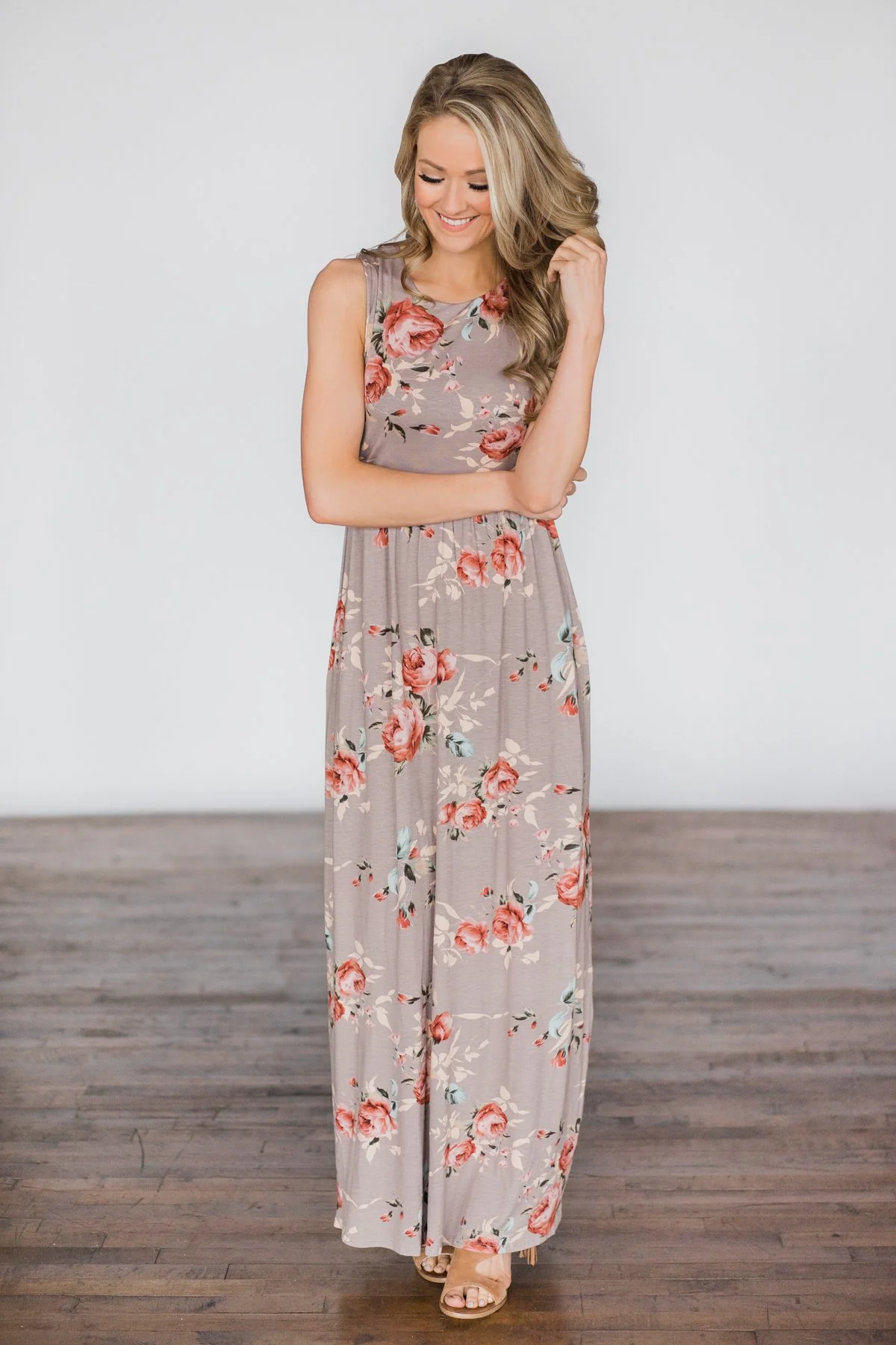 You Make Me Wanna Floral Maxi Dress ~ Stone