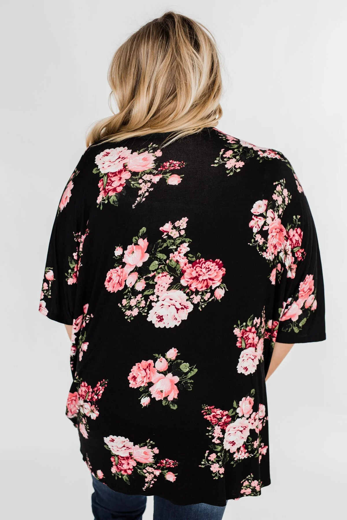You Make Me Speechless Floral Kimono- Black - Image 7