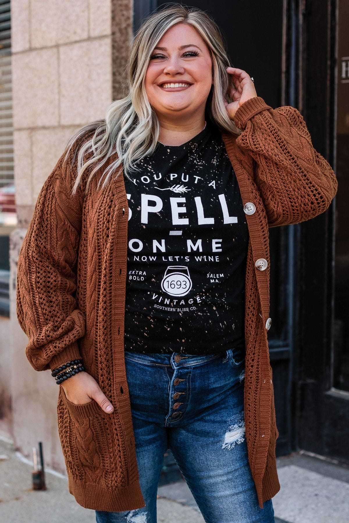 "You Put A Spell On Me" Graphic Top- Black - Image 6