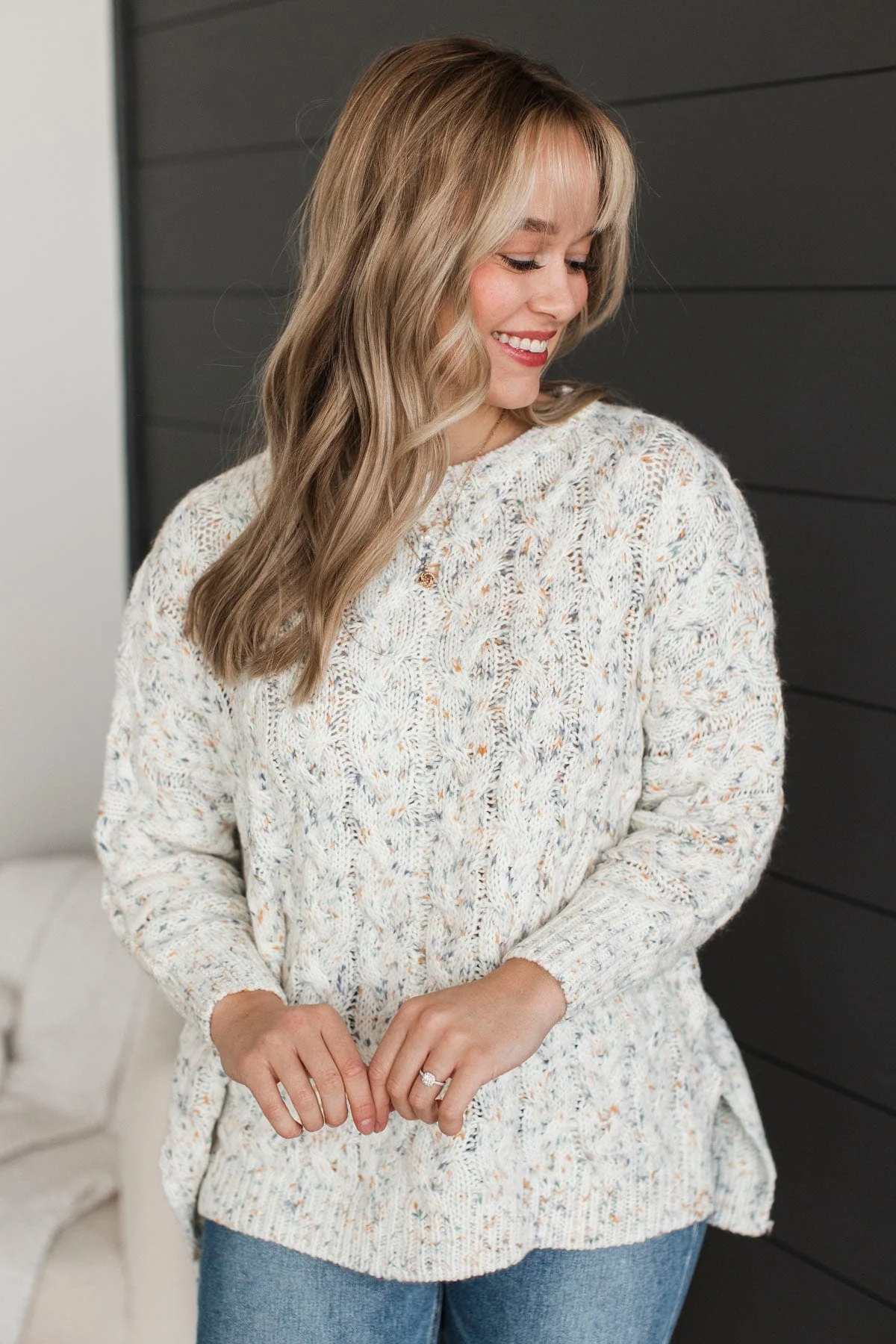 You’re Worth It Sprinkle Knit Sweater- Ivory - Image 4