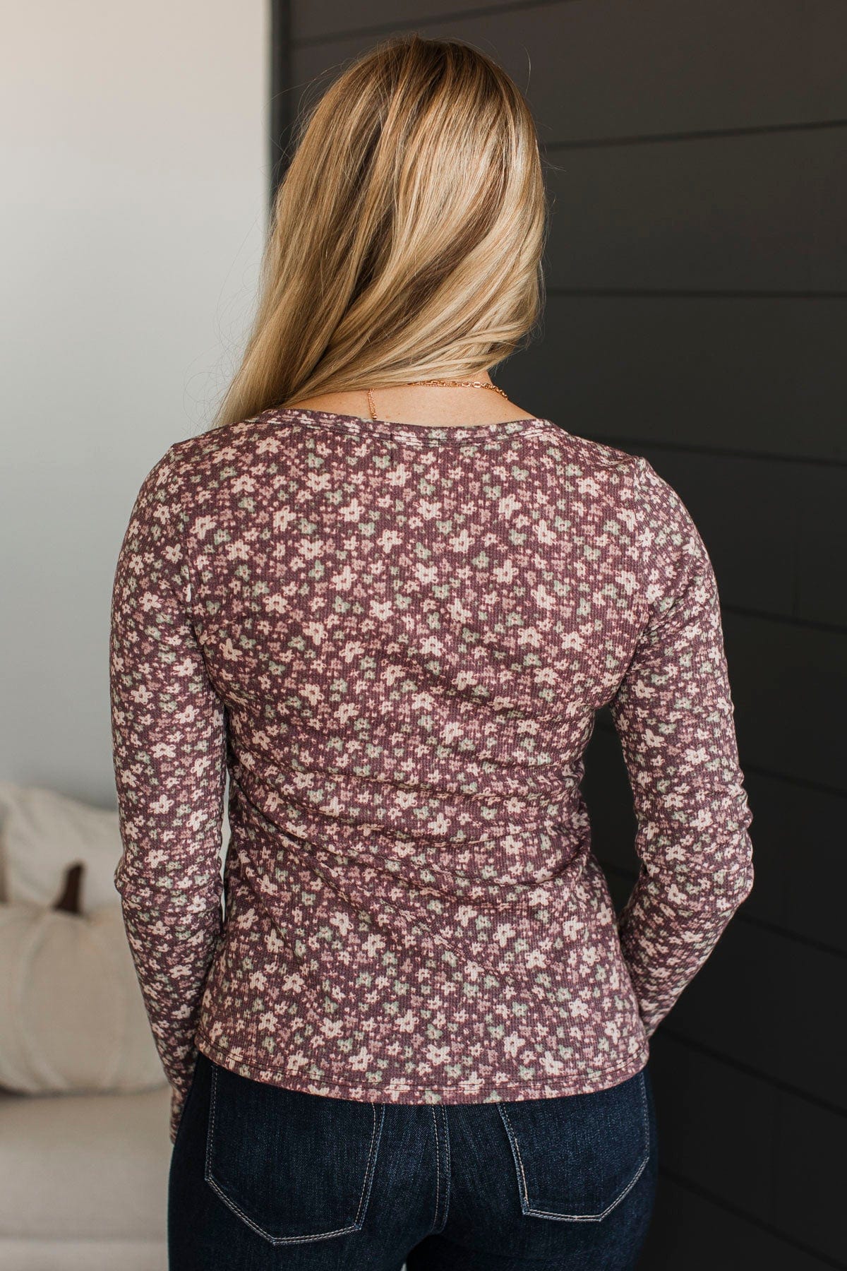 Your Forever Floral Henley Top- Brown - Image 6