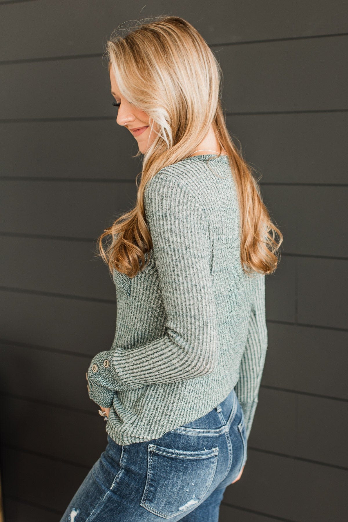 Your Lucky Day Ribbed Knit Top- Hunter Green - Image 7