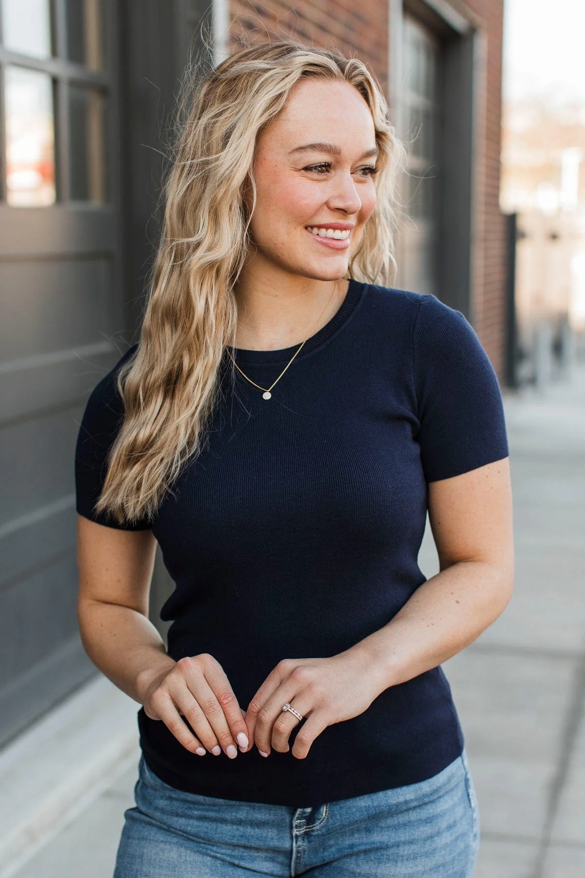 Yours For Eternity Knit Top- Dark Navy
