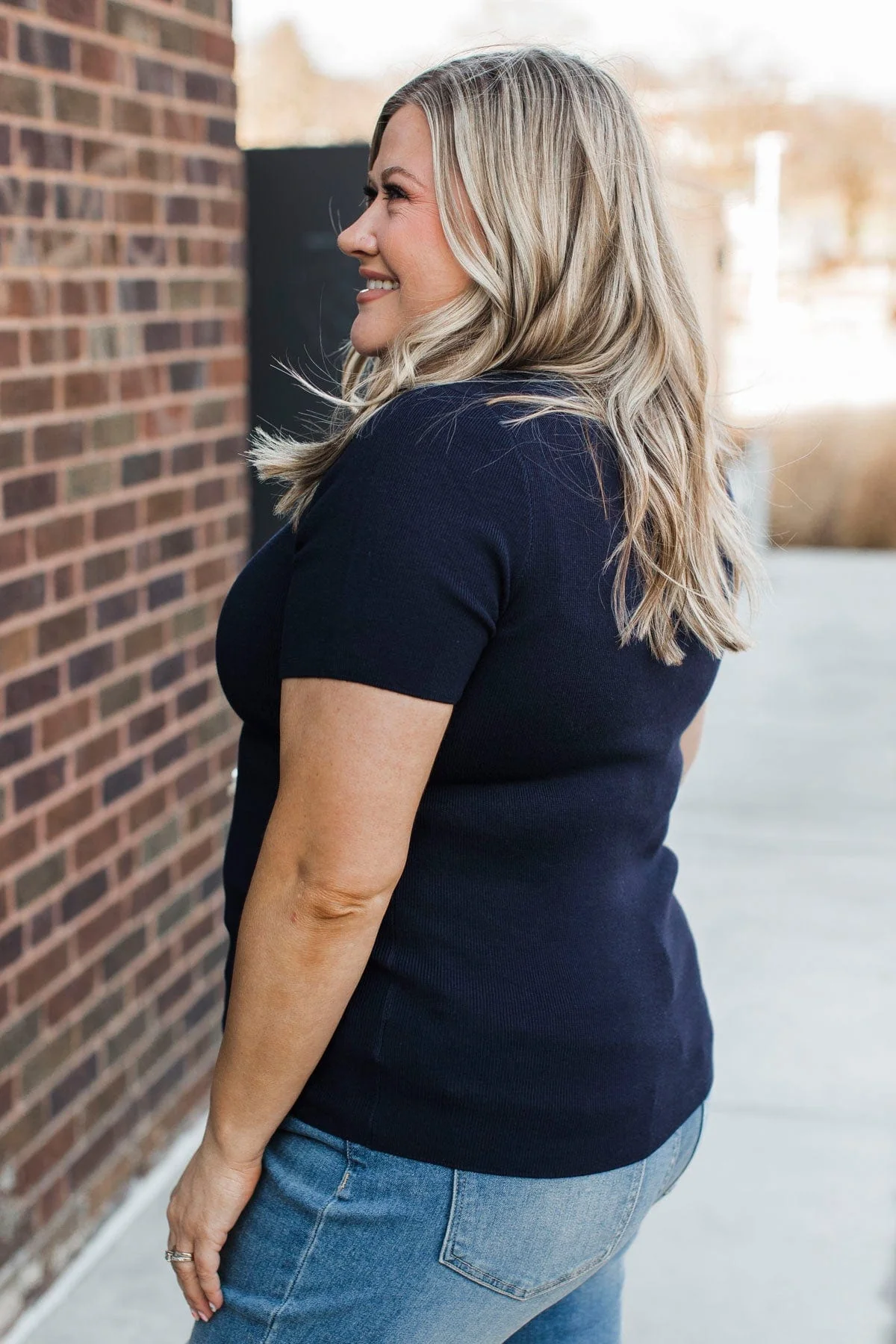 Yours For Eternity Knit Top- Dark Navy - Image 6
