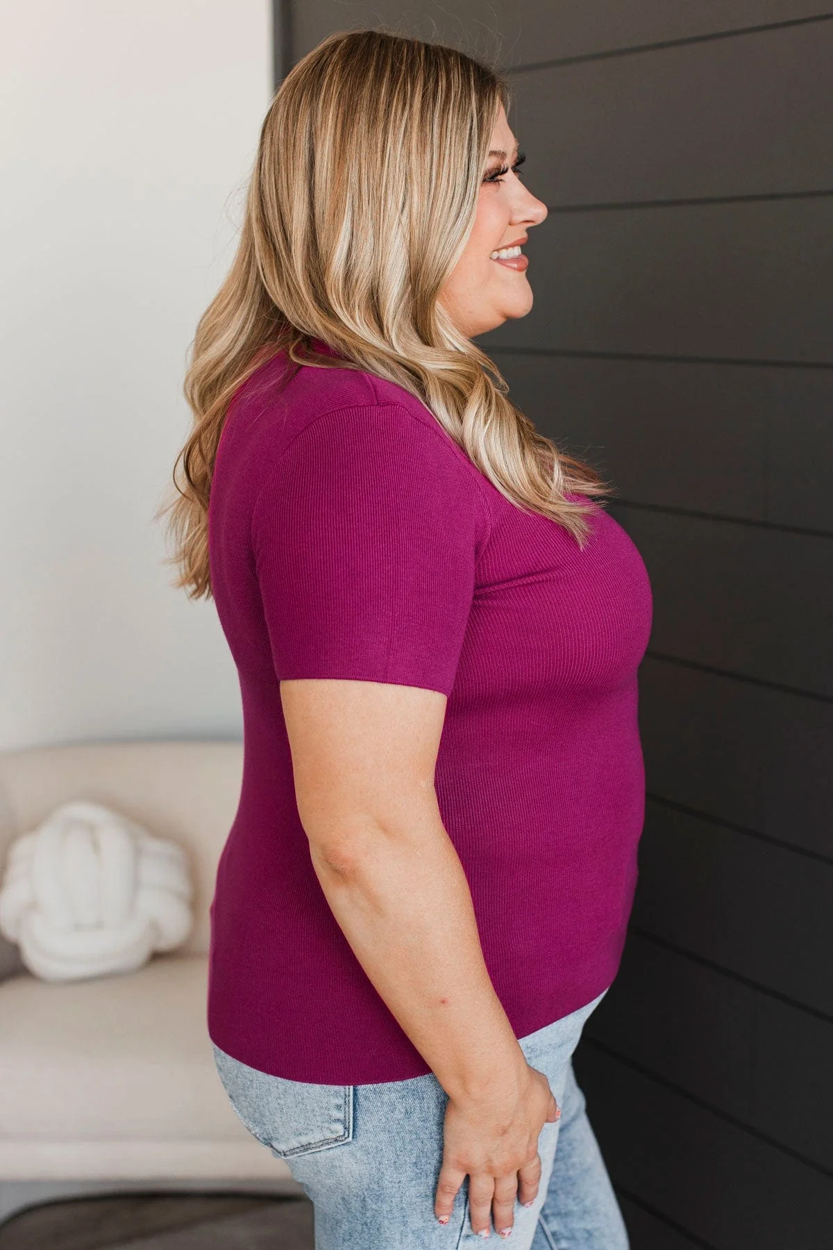Yours For Eternity Knit Top- Magenta - Image 6