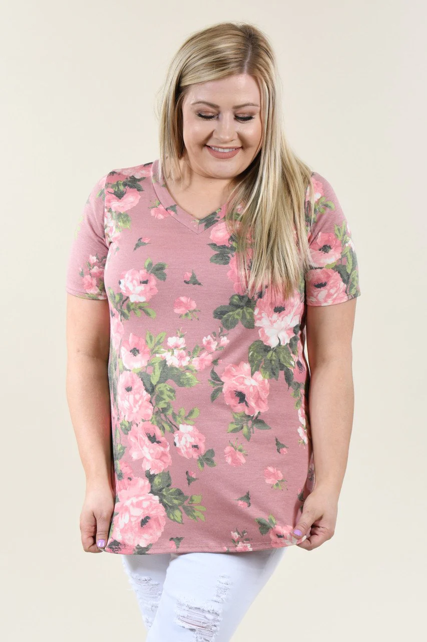 Yours Truly Floral V-Neck Mauve - Image 8