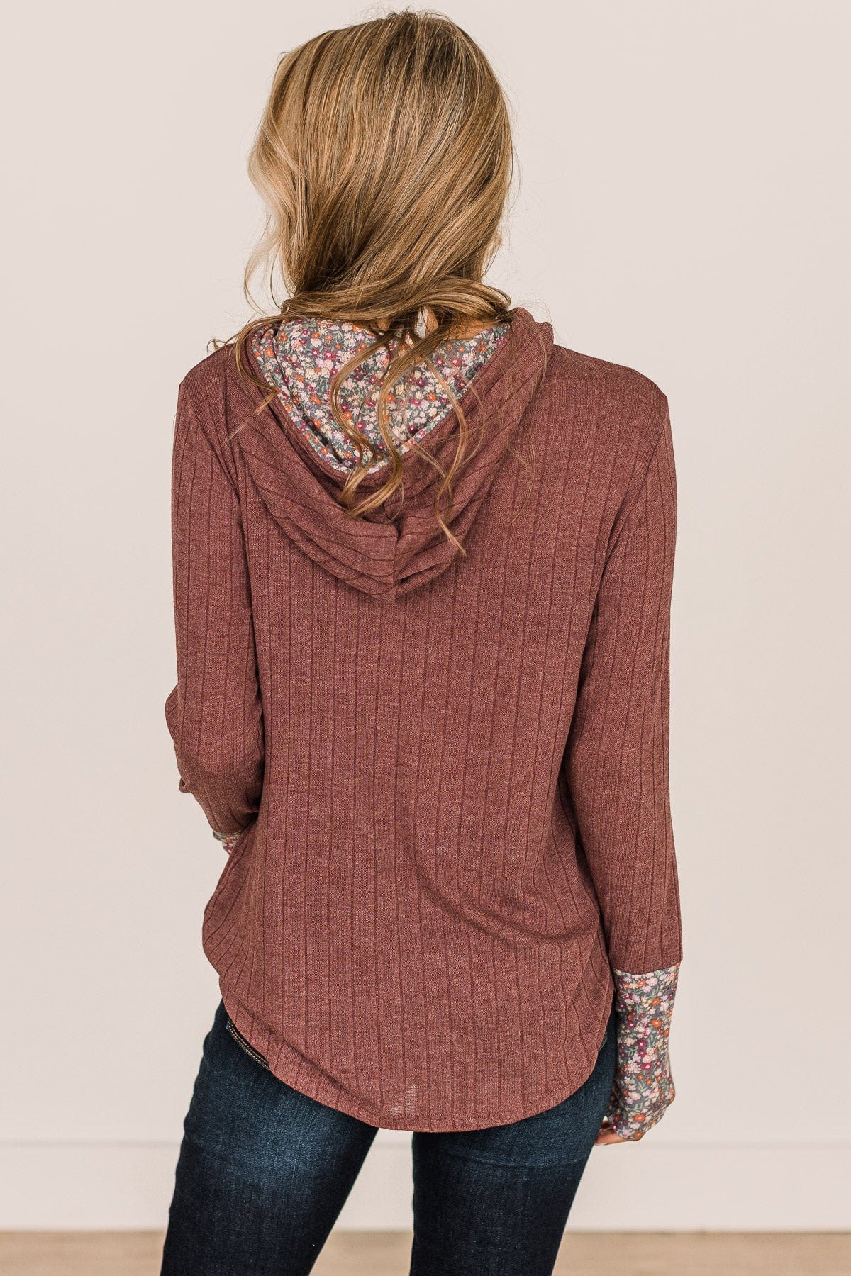 You've Got It Hooded Knit Top- Burgundy - Image 7