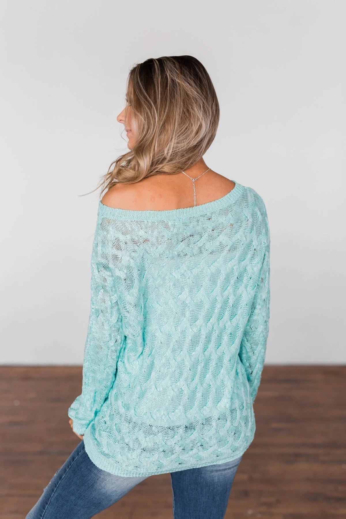 You've Got That Something Knit Sweater- Mint Blue - Image 13