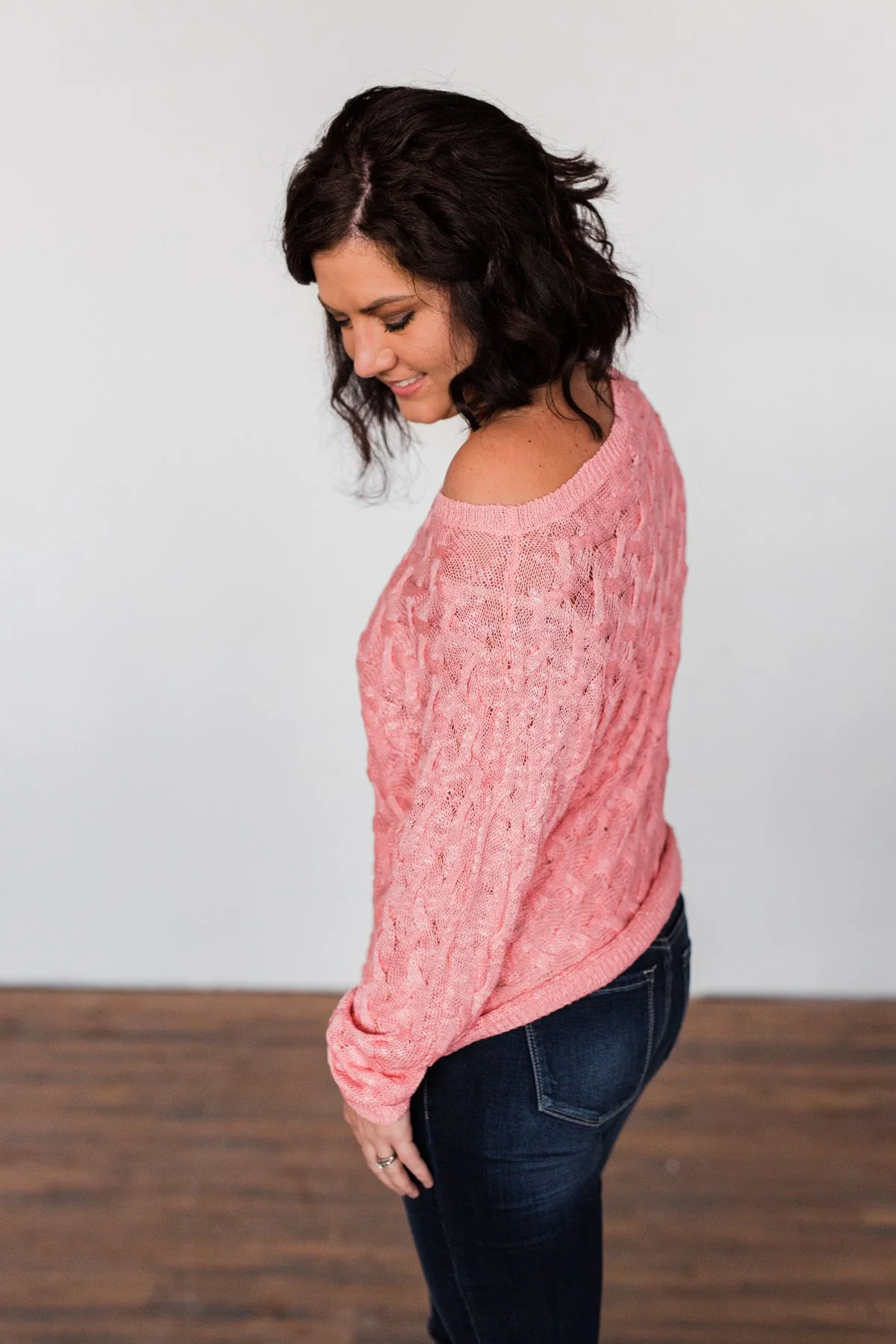 You've Got That Something Knit Sweater- Salmon Pink - Image 12