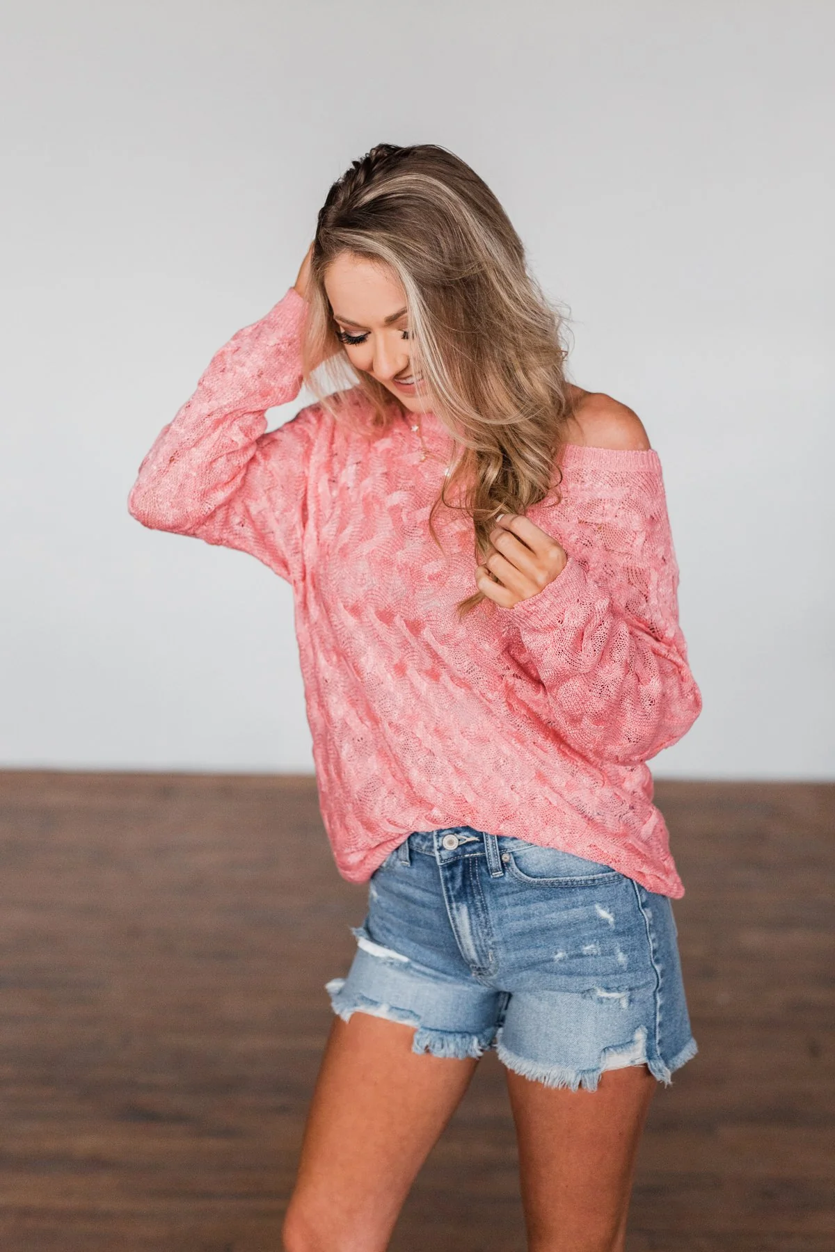 You've Got That Something Knit Sweater- Salmon Pink - Image 13
