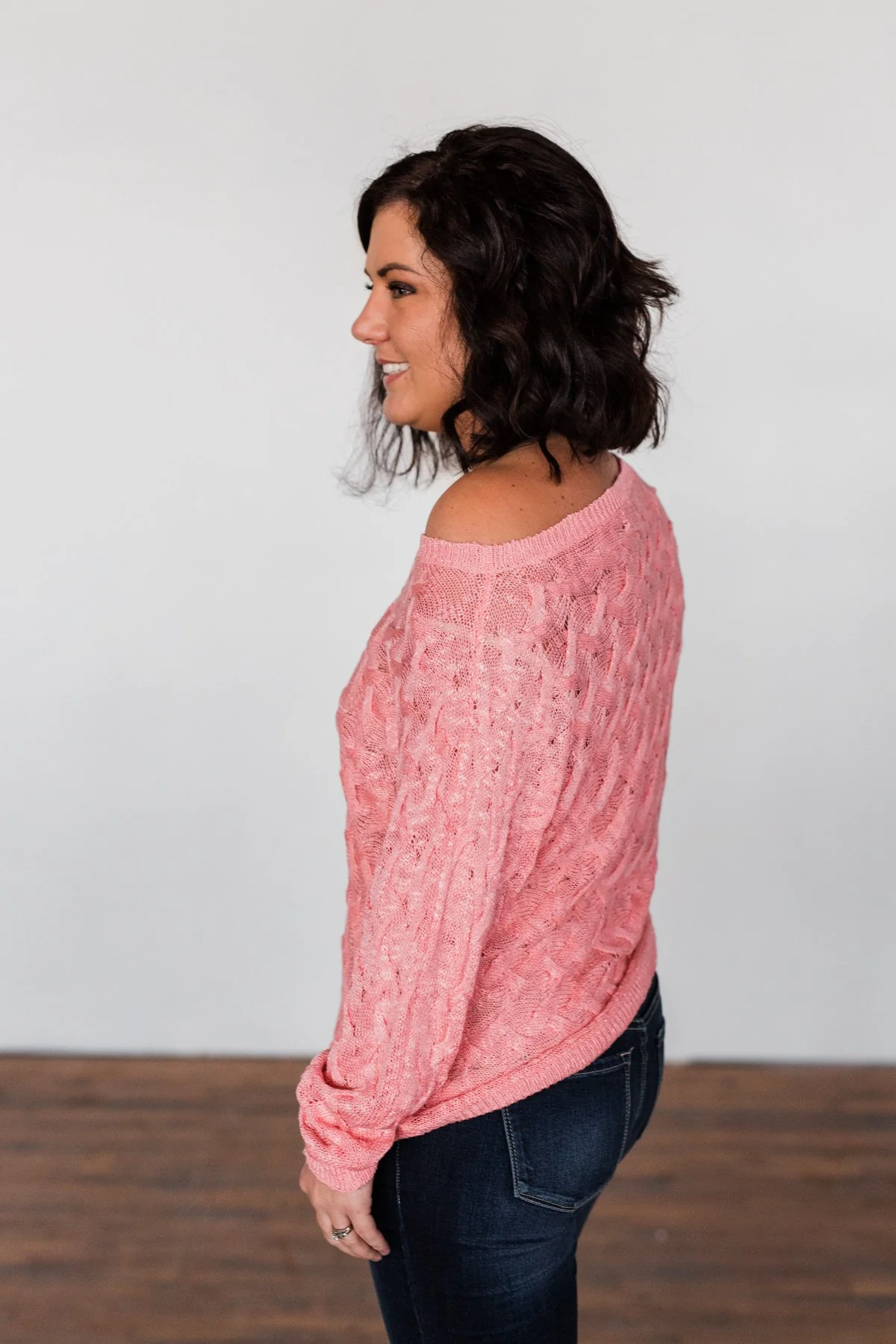 You've Got That Something Knit Sweater- Salmon Pink - Image 14