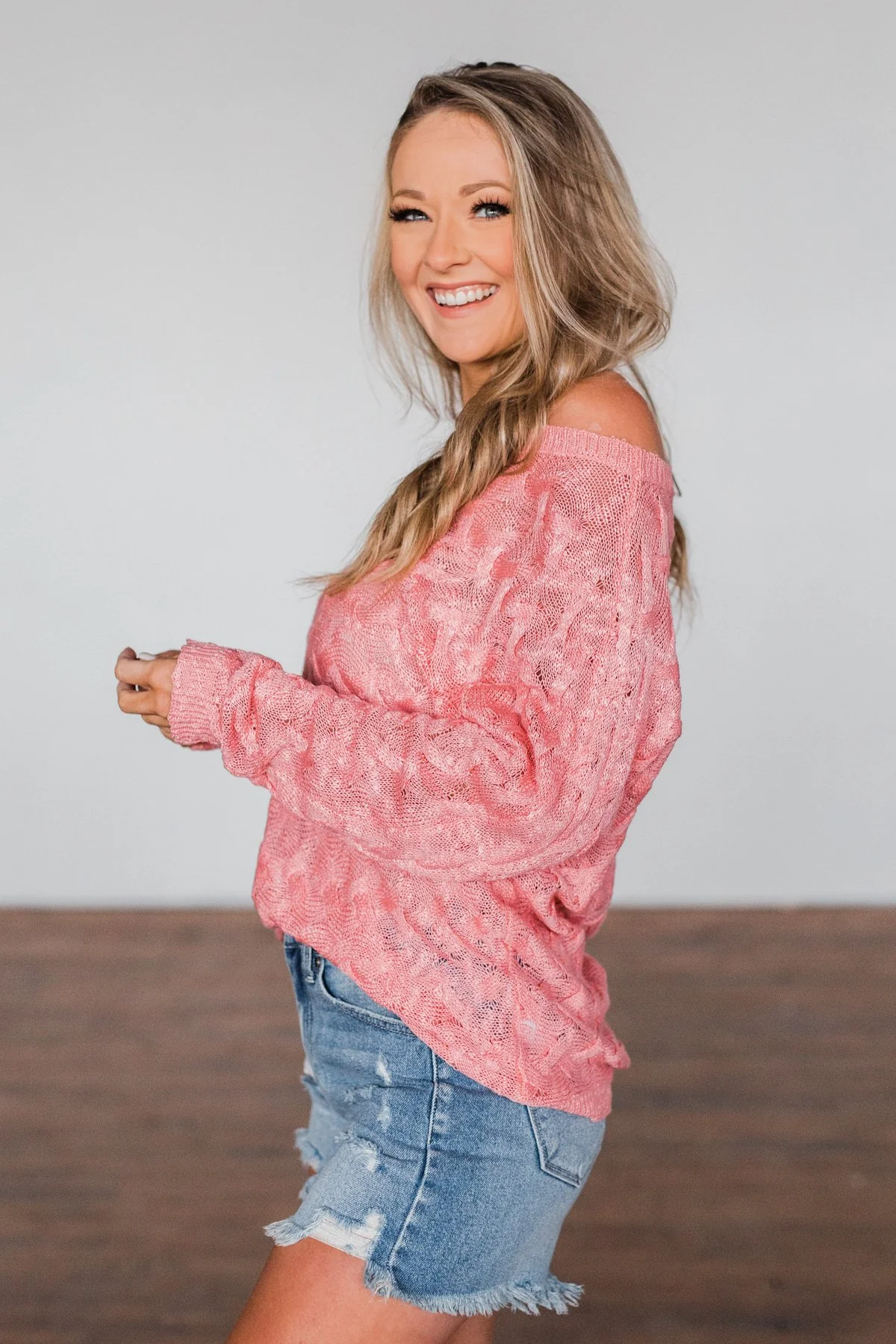 You've Got That Something Knit Sweater- Salmon Pink - Image 15