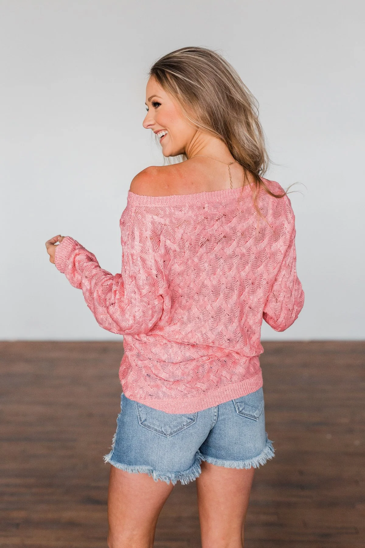 You've Got That Something Knit Sweater- Salmon Pink - Image 19