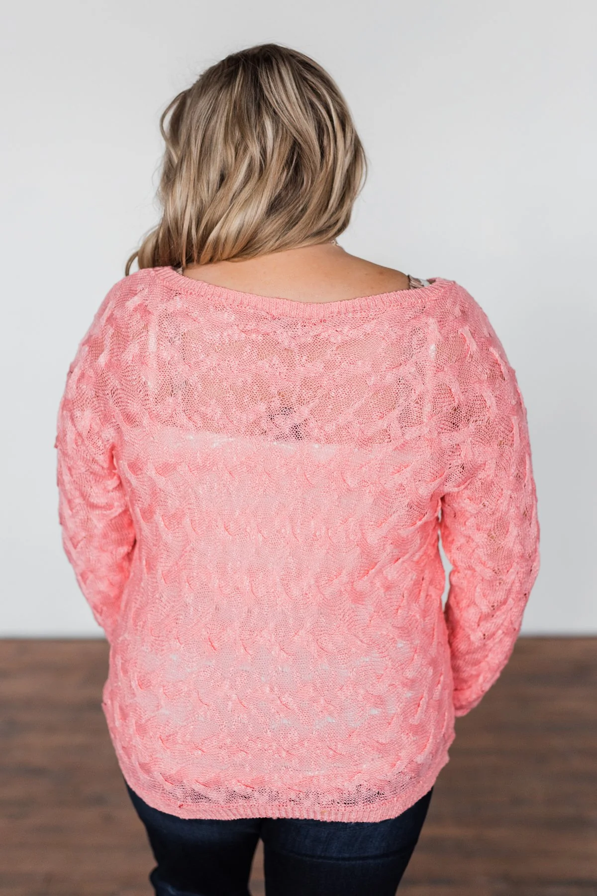 You've Got That Something Knit Sweater- Salmon Pink - Image 20