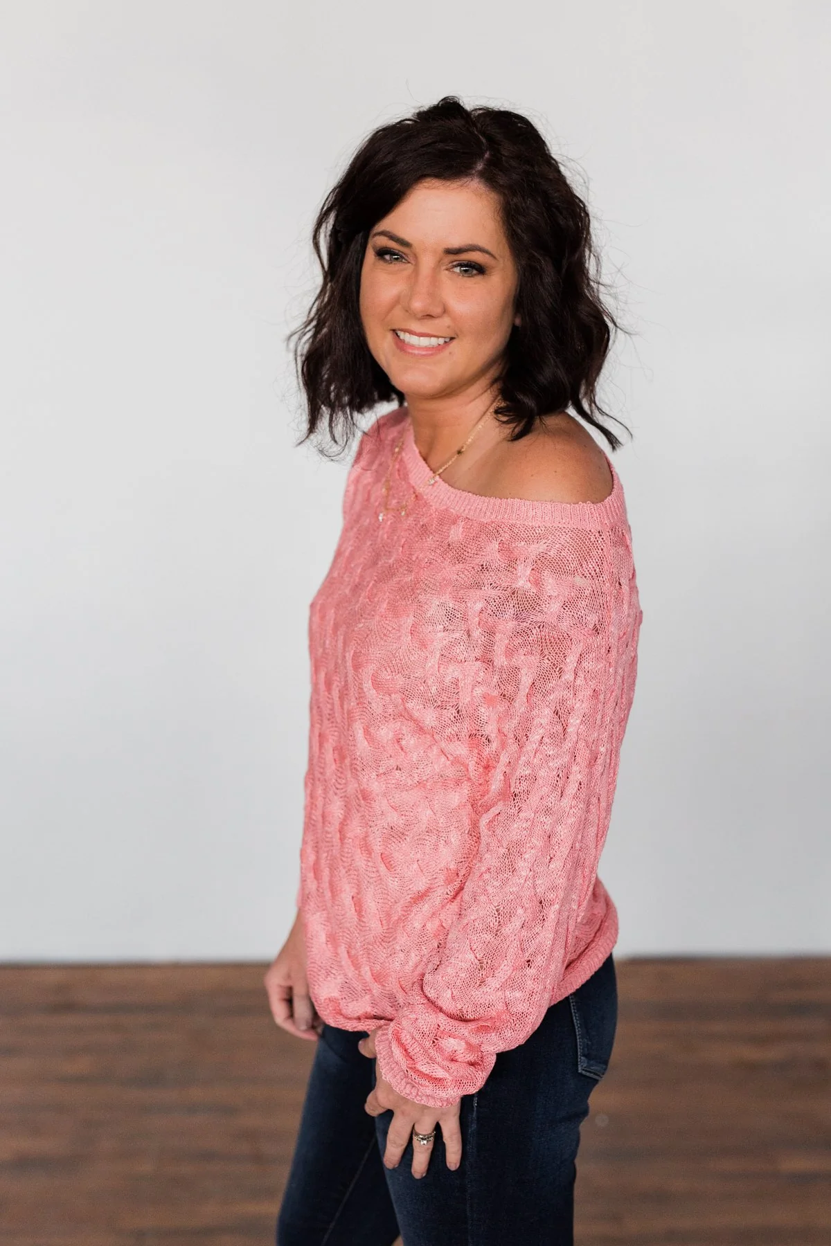 You've Got That Something Knit Sweater- Salmon Pink - Image 6
