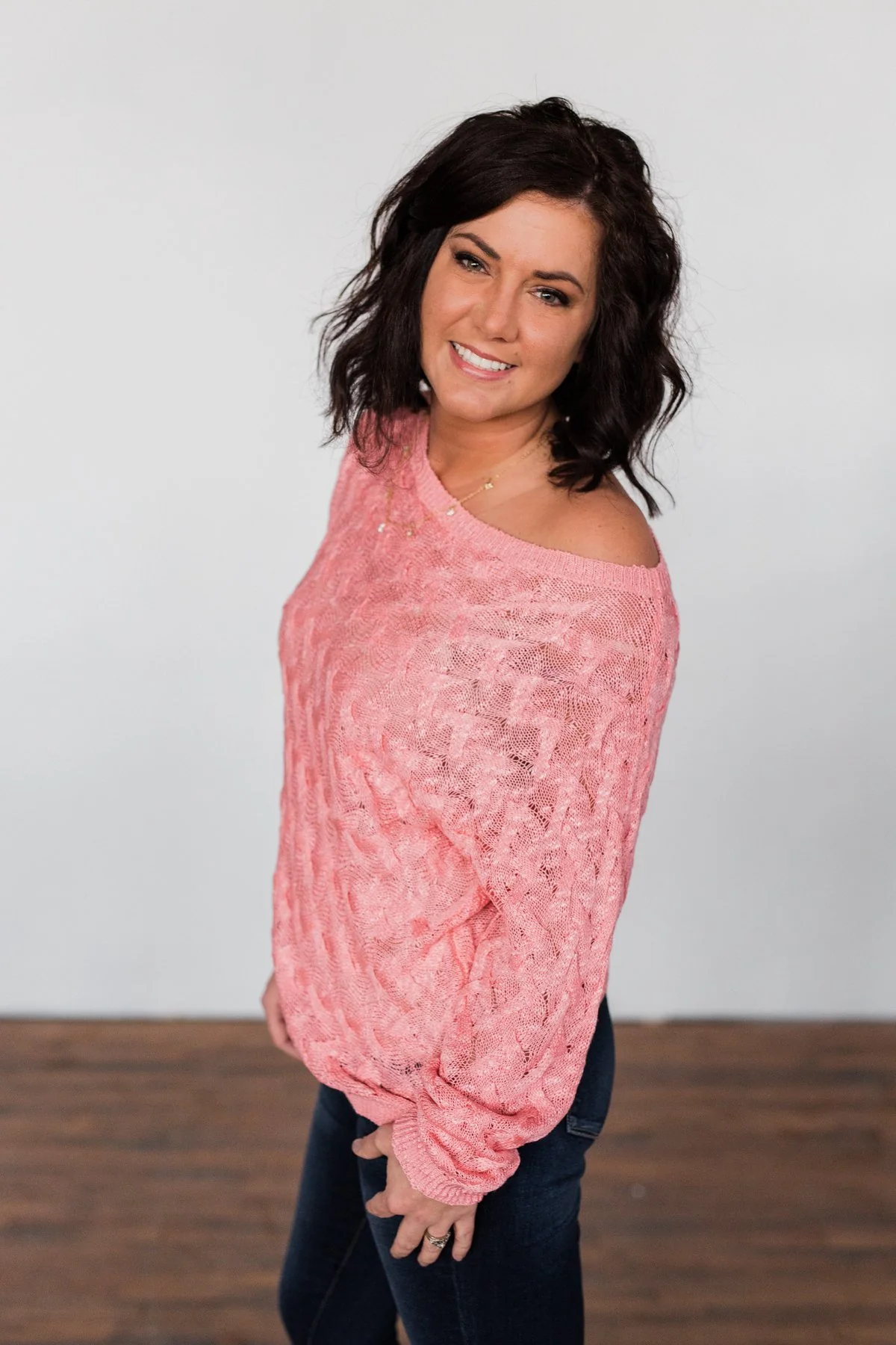 You've Got That Something Knit Sweater- Salmon Pink - Image 9